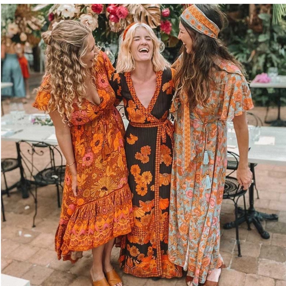 Boho chic floral print wrap maxi dress - Picture 1 of 6